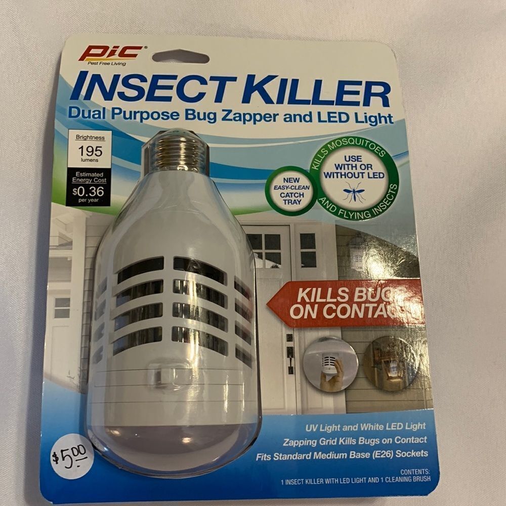 PIC dual purpose bug zapper and LED light.  Plugs into any bulb fixture